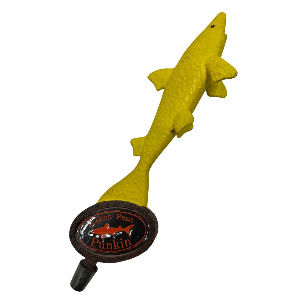 Dogfish Head Punkin Ale Beer Tap Handle Yellow Shark Figural Brewery Bar Decor